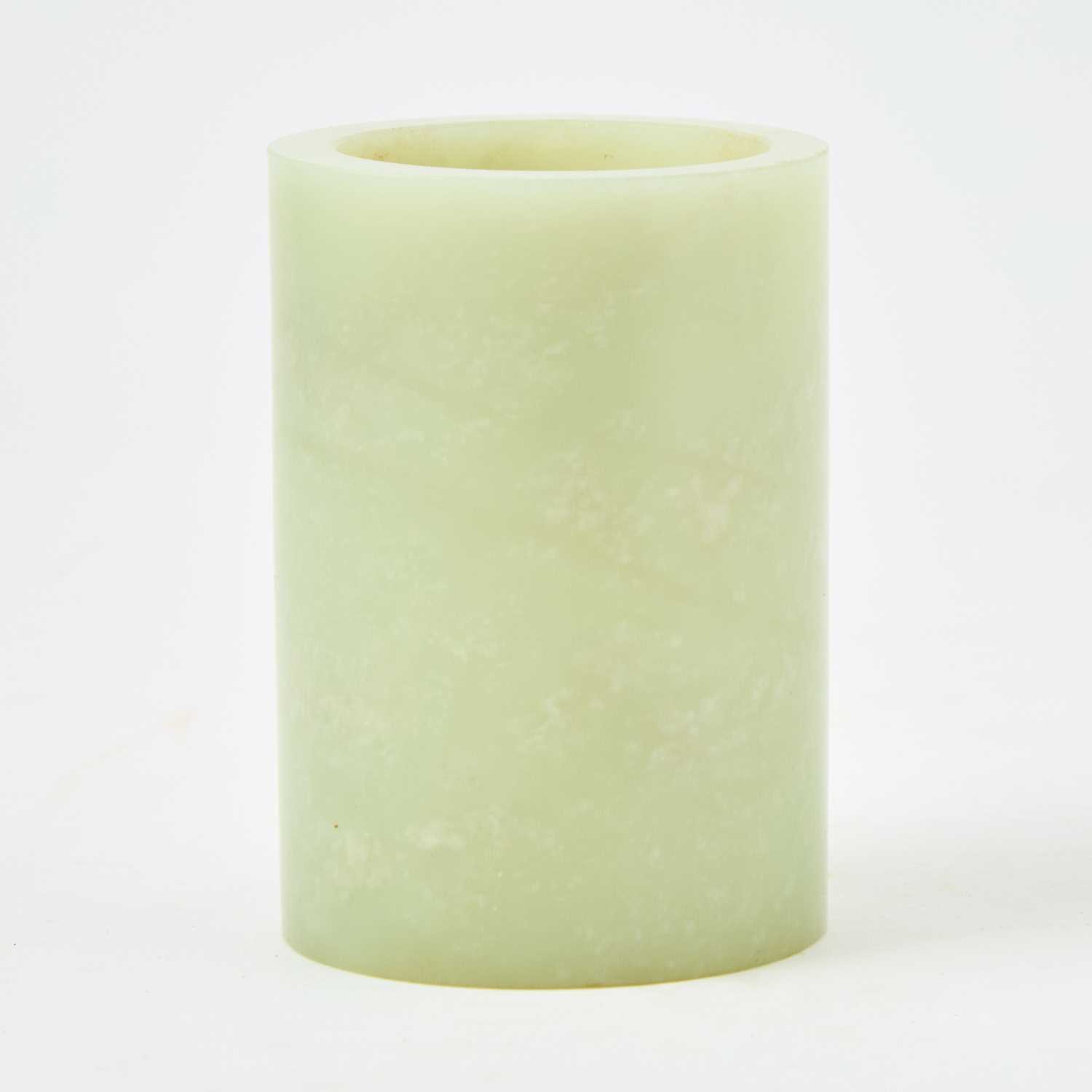 Lot 38 - A Chinese Diminutive Jade Brush Pot