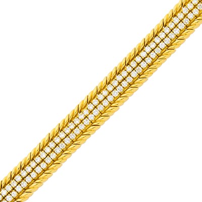 Lot 107 - Verdura Gold and Diamond 'Ribbon' Bracelet, France