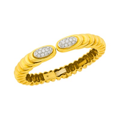 Lot 1005 - Wander Two-Color Gold and Diamond Cuff Bangle Bracelet, France