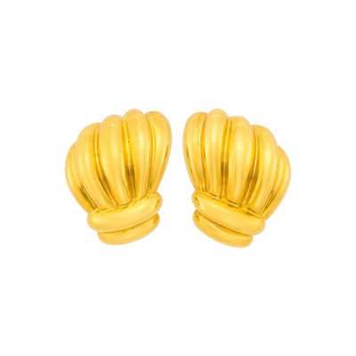 Lot 1022 - Pair of Gold Earclips, France