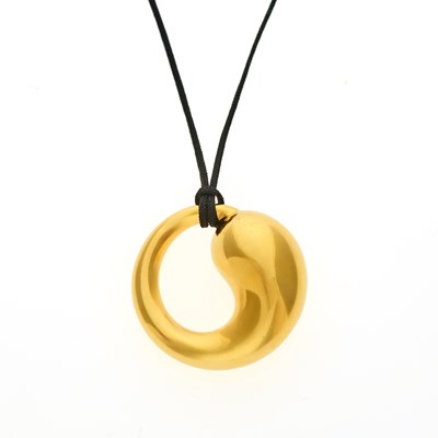 Lot 2001 - Tiffany & Co., Elsa Peretti Gold 'Eternal Circle' Pendant with Cord Necklace