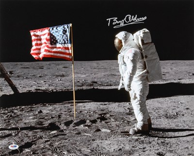 Lot 226 - Apollo 11 astronaut Buzz Aldrin signed large-format photograph on the moon
