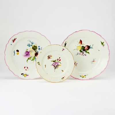 Lot 497 - Two Meissen Porcelain Chargers and a Ludwigsburg Porcelain Plate
