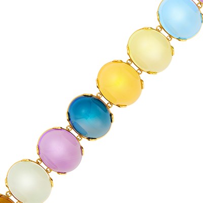 Lot 75 - Goshwara Gold and Cabochon Gem-Set 'Rock-n-Roll' Bracelet with Toggle Clasp