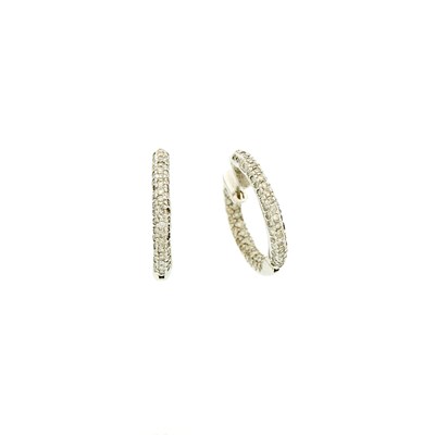 Lot 2066 - Pair of White Gold and Diamond Hoop Earrings
