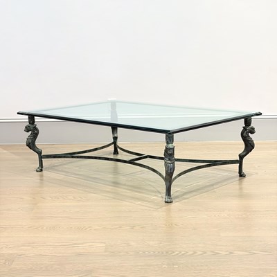 Lot 1074 - Patinated Bronze and Glass Coffee Table