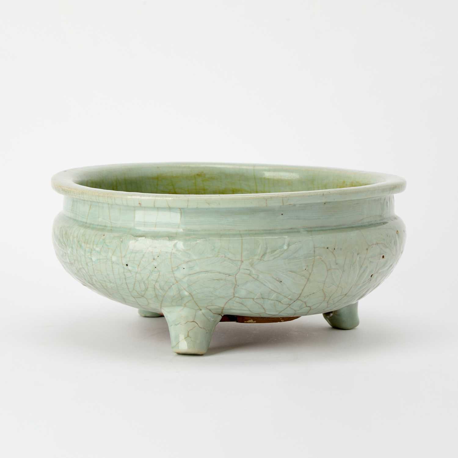 Lot 125 - A Large Chinese Longquan Celadon Tripod Censer