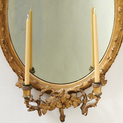 Lot 146 - George III Style Oval Two Light Girandole Mirror