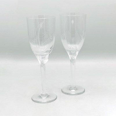 Lot 1088 - Set of Four Lalique "Angel" Pattern Champagne Flutes
