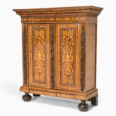 Lot 482 - Dutch Baroque Fruitwood Marquetry Ebonized and Rosewood Two-Door Cabinet