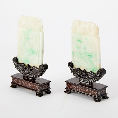 Lot 52 - A Pair of Chinese Jadeite 'Marriage' Plaques