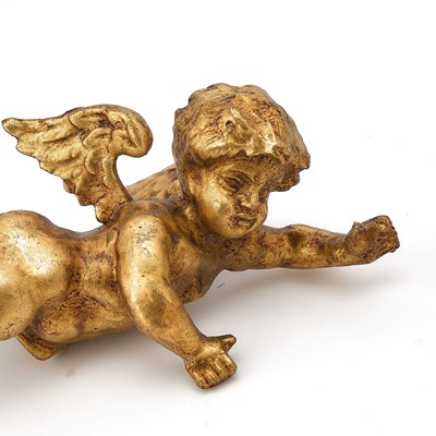 Lot 157 - Group of Three Continental Baroque Style Carved Giltwood Cherubs
