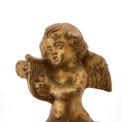 Lot 157 - Group of Three Continental Baroque Style Carved Giltwood Cherubs