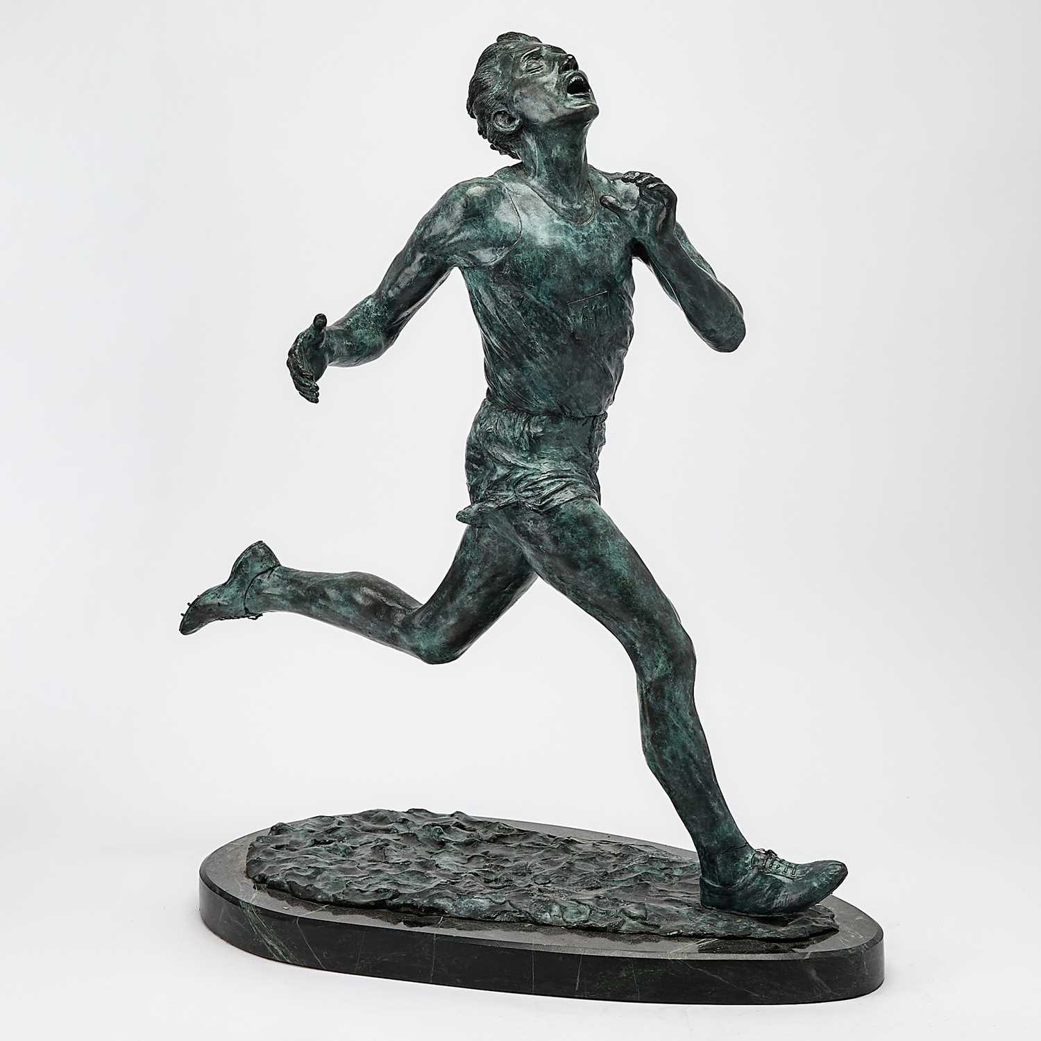 Lot 288 - Gary Eriksen Patinated Bronze Figure Titled "Four Minute Mile"