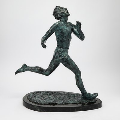 Lot 288 - Gary Eriksen Patinated Bronze Figure Titled "Four Minute Mile"