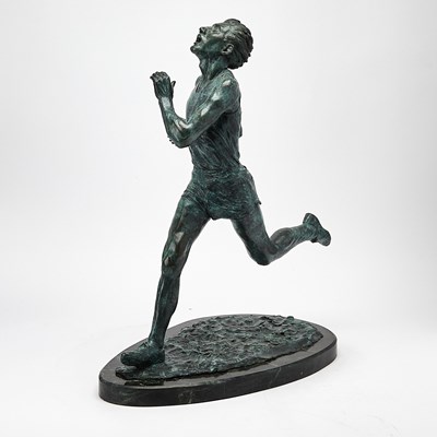 Lot 288 - Gary Eriksen Patinated Bronze Figure Titled "Four Minute Mile"