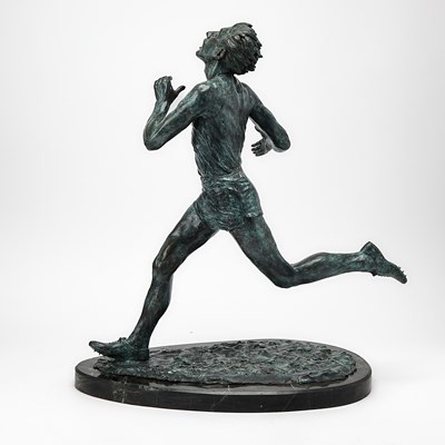 Lot 288 - Gary Eriksen Patinated Bronze Figure Titled "Four Minute Mile"