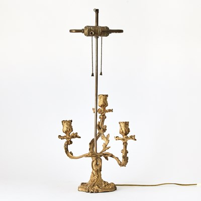 Lot 169 - Pair of Louis XV Style Gilt-Bronze Candelabra Lamps