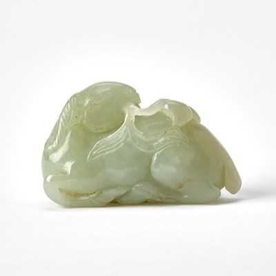 Lot 36 - A Chinese Celadon Jade Carving of a Ram