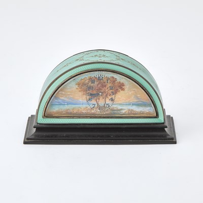 Lot 215 - E Gubelin Art Deco Guilloche Enamel and Vermeil Desk Clock
