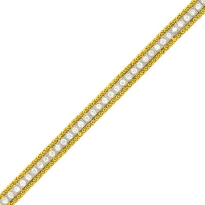 Lot 147 - Gold, Platinum and Diamond Straightline Bracelet
