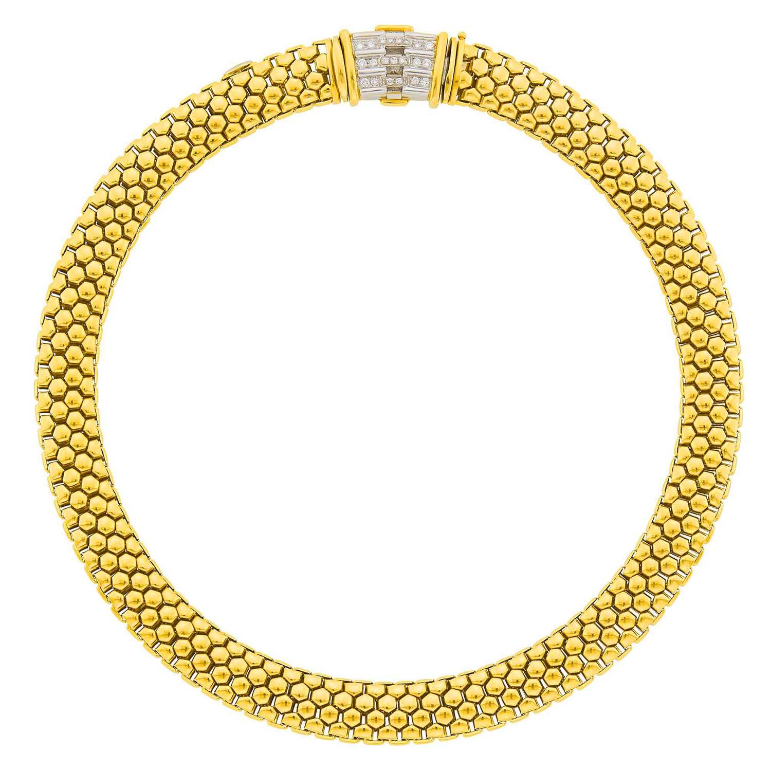 Fope Gold Necklace with Interchangeable Two-Color Gold and Diamo