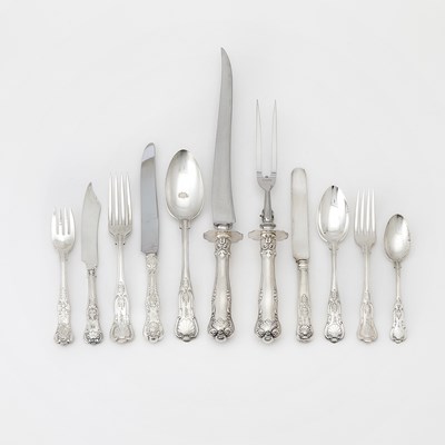 Lot 3280 - Assembled American Silver Plated "King's" Pattern Flatware Service