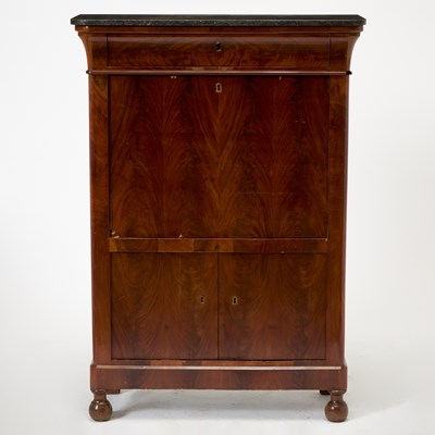 Lot 170 - Louis Philippe Mahogany Marble Top Secretaire à Abattant