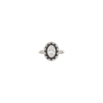 Lot 156 - Platinum, Diamond and Black Onyx Ring