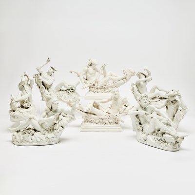Lot 215 - Eight Italian White-Glazed Maiolica Figural Groups, by Andrea Spadini