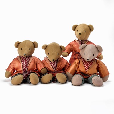 Lot 157 - Four Examples of the "Douglas Bearbanks" Stuffed Bear Wearing a Smoking Jacket and Ascot