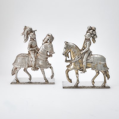 Lot 270 - Pair of Silvered Metal Figural Bookends
