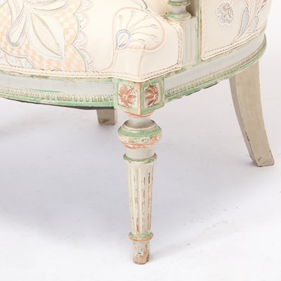 Lot 167 - Louis XVI Style Upholstered Painted Wood Bergère