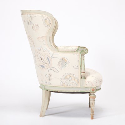 Lot 167 - Louis XVI Style Upholstered Painted Wood Bergère