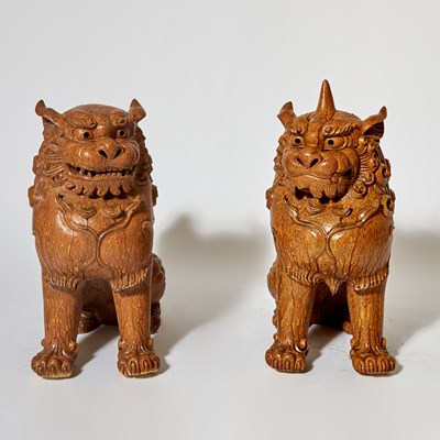 Lot 125 - A Large Pair of Japanese Ceramic 'Komainu' Guardian Lion-Dogs