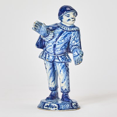 Lot 333 - Dutch Delft Blue and White Commedia Dell'Arte Figure