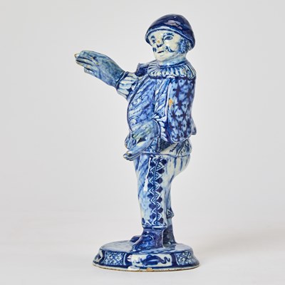 Lot 333 - Dutch Delft Blue and White Commedia Dell'Arte Figure