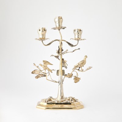 Lot 109 - Victorian Sterling Silver Gilt Three Light Figural Candelabra