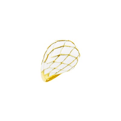 Lot 73 - Gold and White Enamel Dome Ring