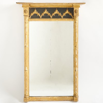 Lot 100 - Regency Ebonized and Parcel-Gilt Mirror