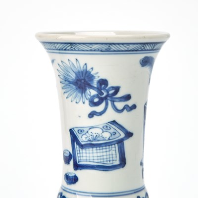 Lot 78 - A Pair of Small Chinese Blue and White Porcelain Gu-Form Vases