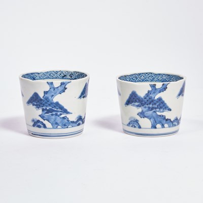 Lot 130 - Pair of Large Japanese Blue and White Porcelain Cups