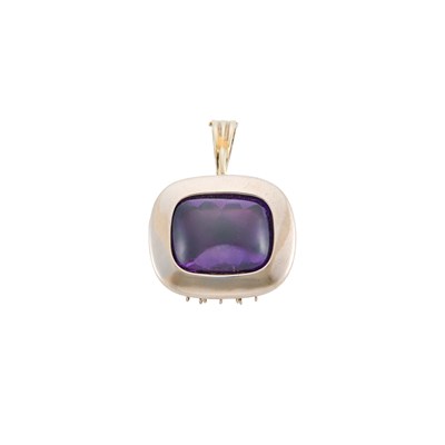 Lot 1175 - White Gold and Cabochon Amethyst Pendant Enhancer