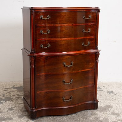 Lot 398 - Mahogany Serpatine Chest on Chest