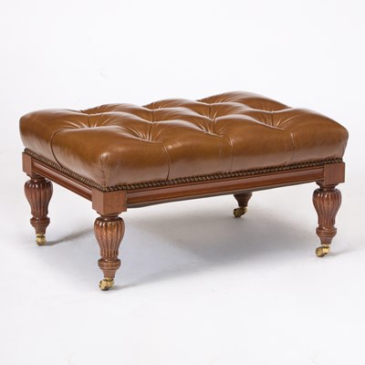Lot 188 - Regency Style Faux Leather Upholstered Mahogany Ottoman
