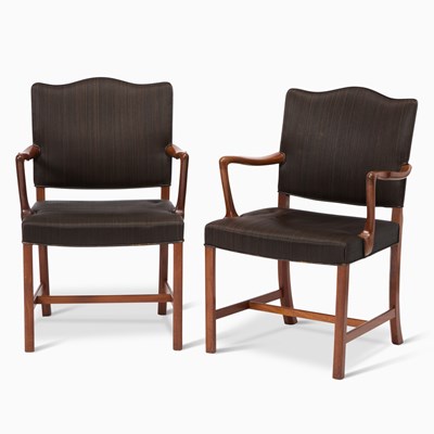 Lot 449 - Pair of Ole Wanscher Upholstered Mahogany Armchairs