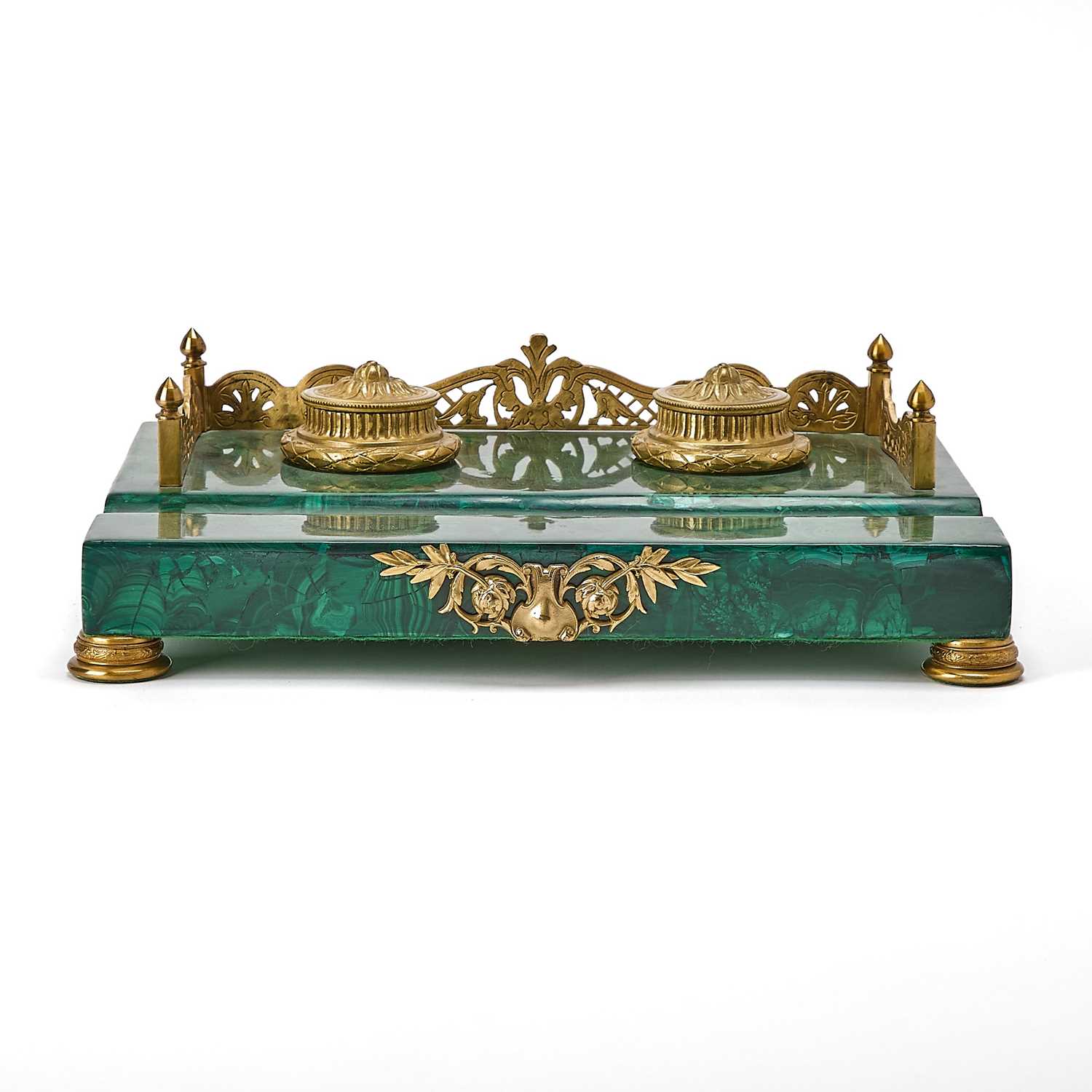 Lot 192 - Malachite and Gilt Bronze Inkstand
