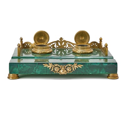 Lot 192 - Malachite and Gilt Bronze Inkstand