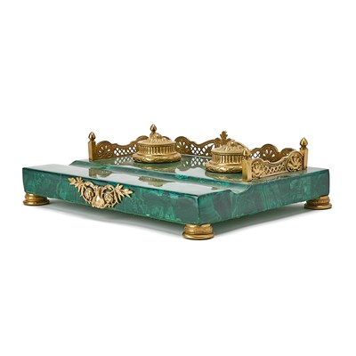 Lot 192 - Malachite and Gilt Bronze Inkstand