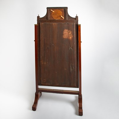 Lot 619 - Russian Imperial Brass-Inlaid Mahogany and Verre Églomisé Cheval Mirror